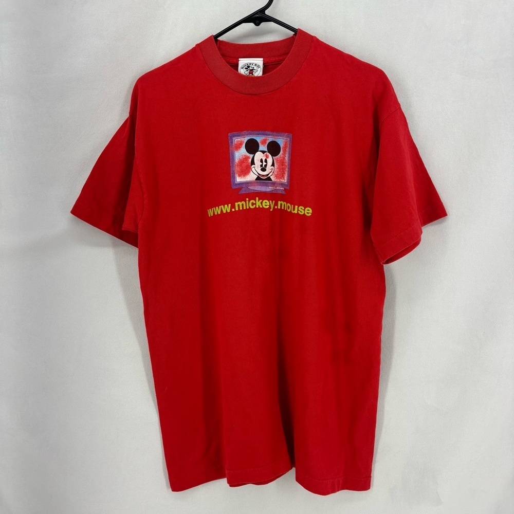 Vintage Mickey & Co Red Disney T-Shirt Mickey Mouse Graphic Internet Logo Large